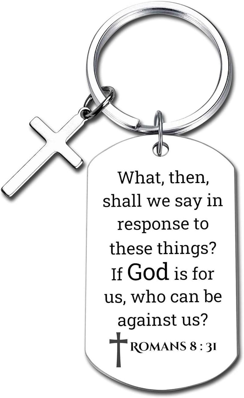 GiftYou Inspirational Scripture Metal Key Chains with Cross Pendant - Bible Verse Keychain Religious Gift for Christian - Image 1